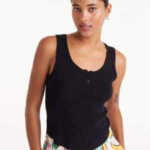 Button knit top Black