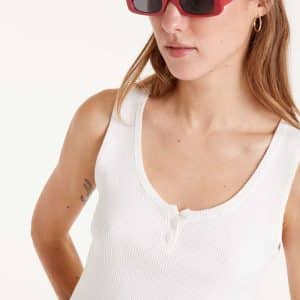 Button knit top White