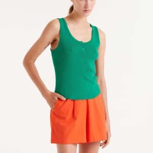Button knit top Green