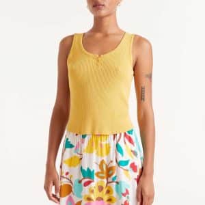 Button knit top Yellow