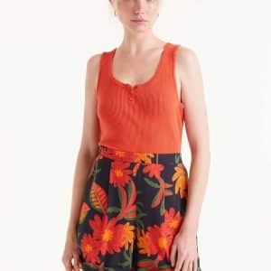 Button knit top Orange