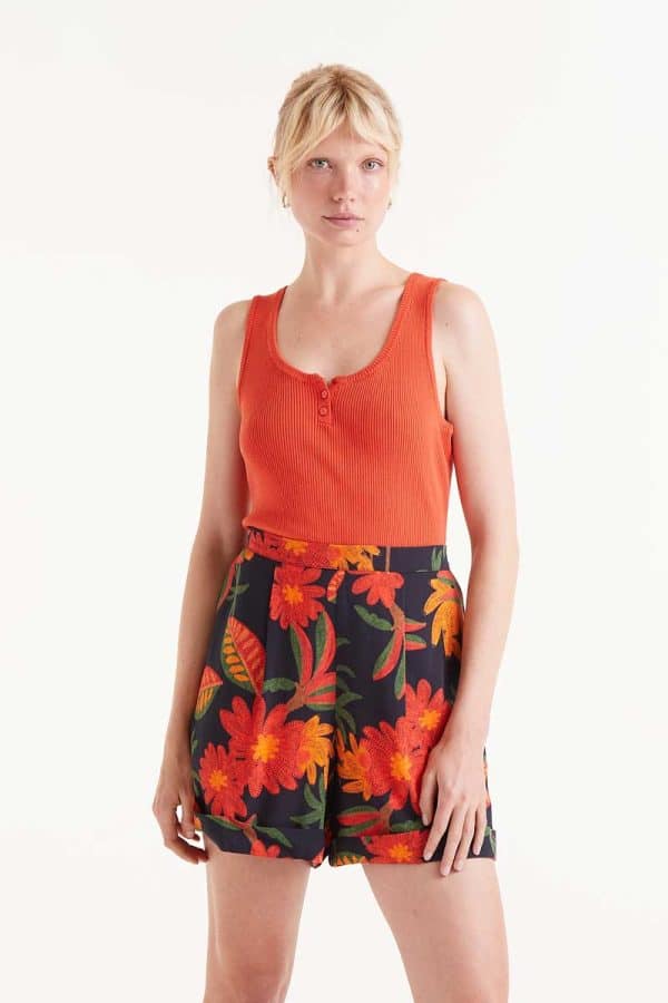 Button knit top Orange stellarstore.gr Stellar
