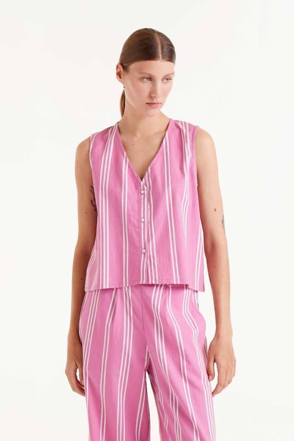 Striped Vest Pink stellarstore.gr Stellar