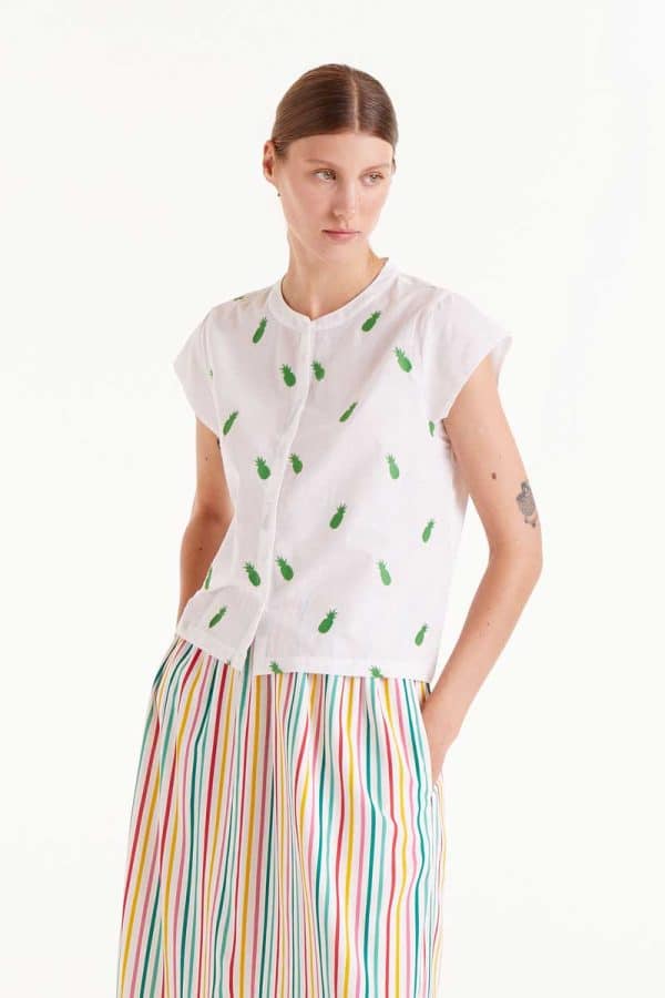White Shirt with pineapples stellarstore.gr Stellar