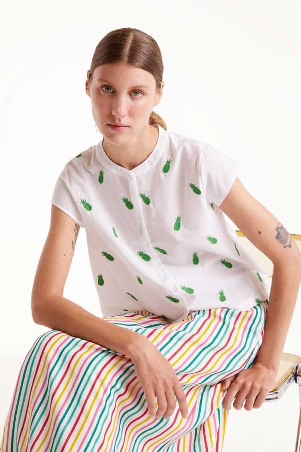 White Shirt with pineapples stellarstore.gr Stellar
