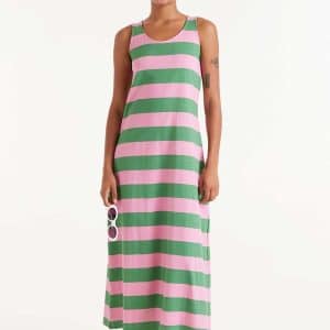 Green and Pink Long dress stellarstore.gr Stellar