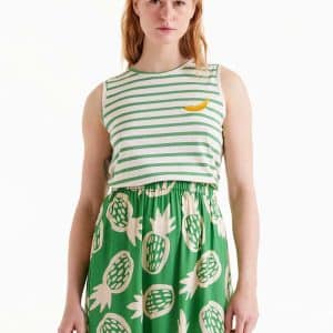 Green striped Sleeveless top stellarstore.gr Stellar