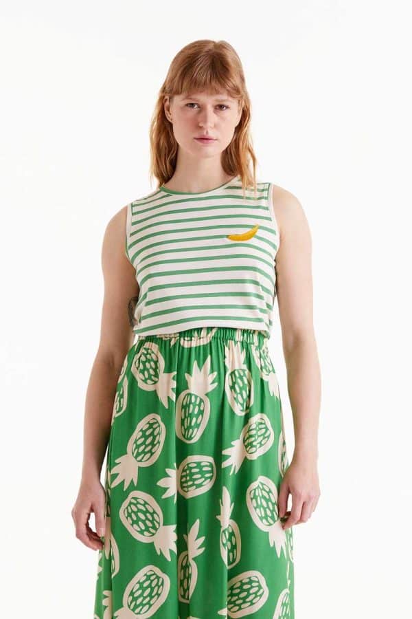 Green striped Sleeveless top stellarstore.gr Stellar