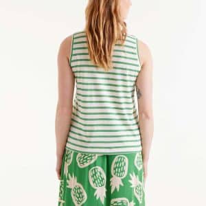 Green striped Sleeveless top stellarstore.gr Stellar