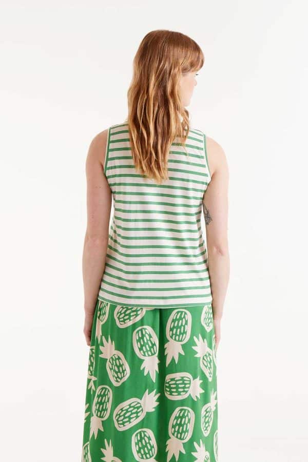 Green striped Sleeveless top stellarstore.gr Stellar