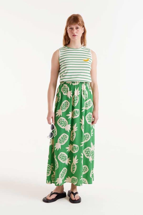 Green striped Sleeveless top stellarstore.gr Stellar