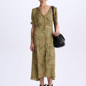 Midi Dress Volume Green stellarstore.gr Stellar
