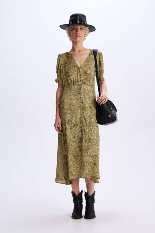 Midi Dress Volume Green stellarstore.gr Stellar