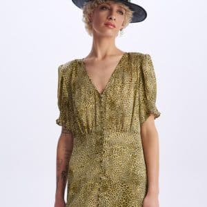 Midi Dress Volume Green stellarstore.gr Stellar