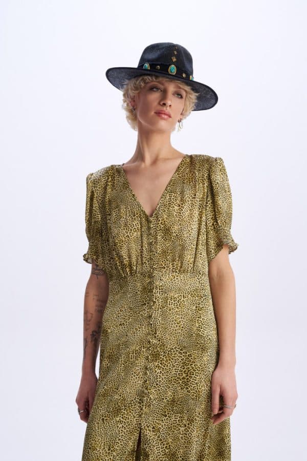 Midi Dress Volume Green stellarstore.gr Stellar