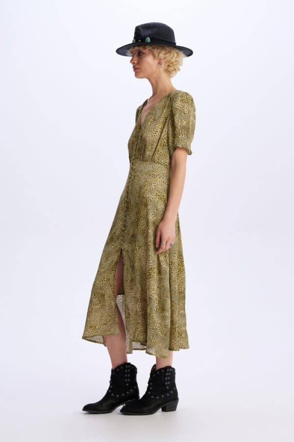 Midi Dress Volume Green stellarstore.gr Stellar