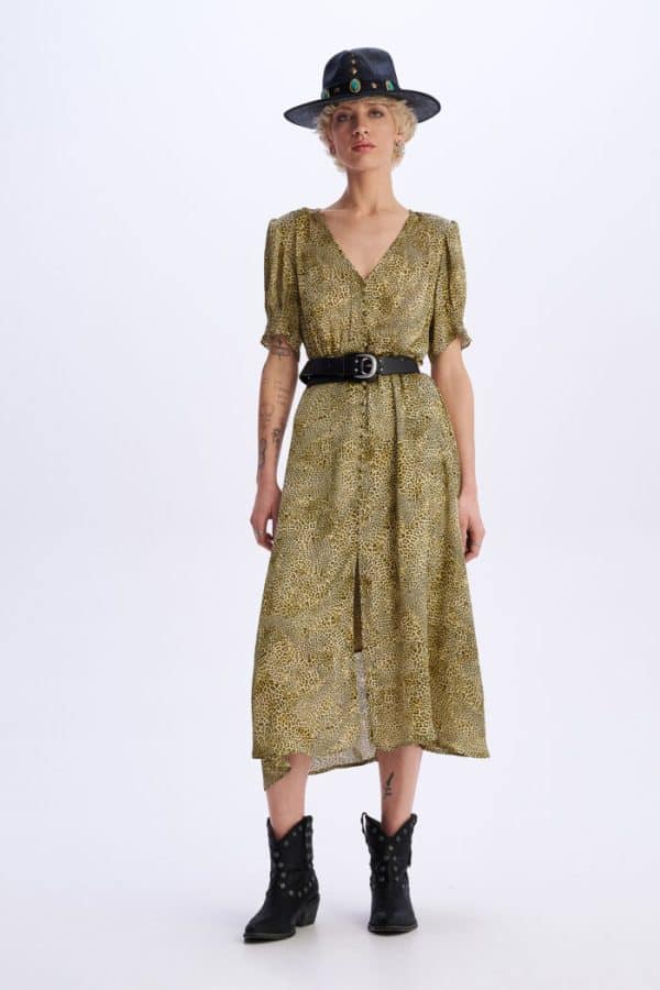 Midi Dress Volume Green stellarstore.gr Stellar