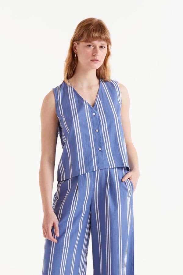 Striped Vest  Blue stellarstore.gr Stellar