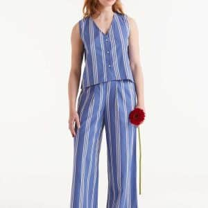 Striped Vest  Blue stellarstore.gr Stellar