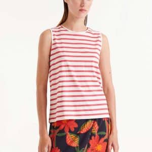 Red Striped sleeveless top