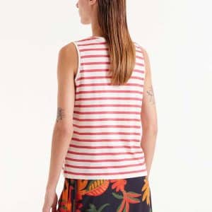 Red Striped sleeveless top stellarstore.gr Stellar