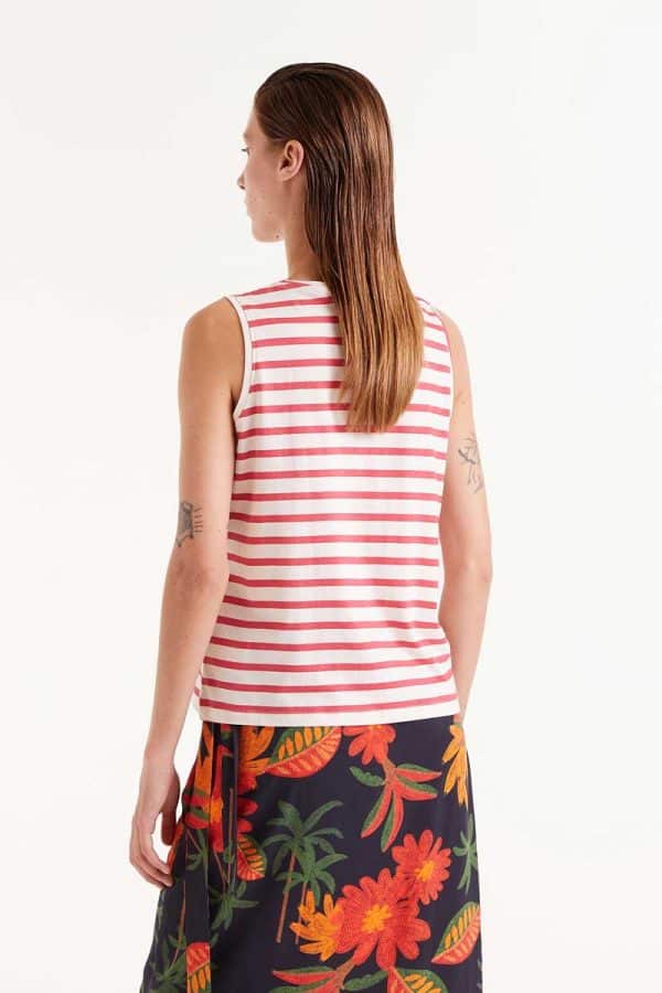 Red Striped sleeveless top stellarstore.gr Stellar