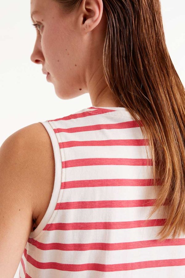 Red Striped sleeveless top stellarstore.gr Stellar