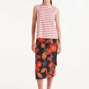 Red Striped sleeveless top stellarstore.gr Stellar