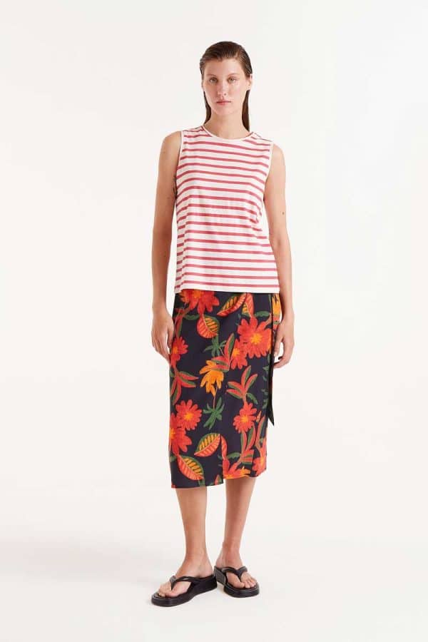 Red Striped sleeveless top stellarstore.gr Stellar