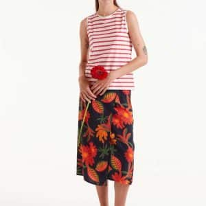 Red Striped sleeveless top stellarstore.gr Stellar