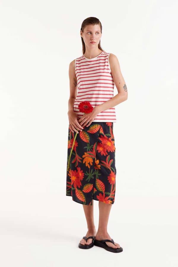 Red Striped sleeveless top stellarstore.gr Stellar