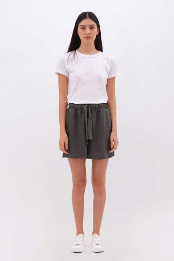 Relaxed Linen Bermuda Khaki stellarstore.gr Stellar