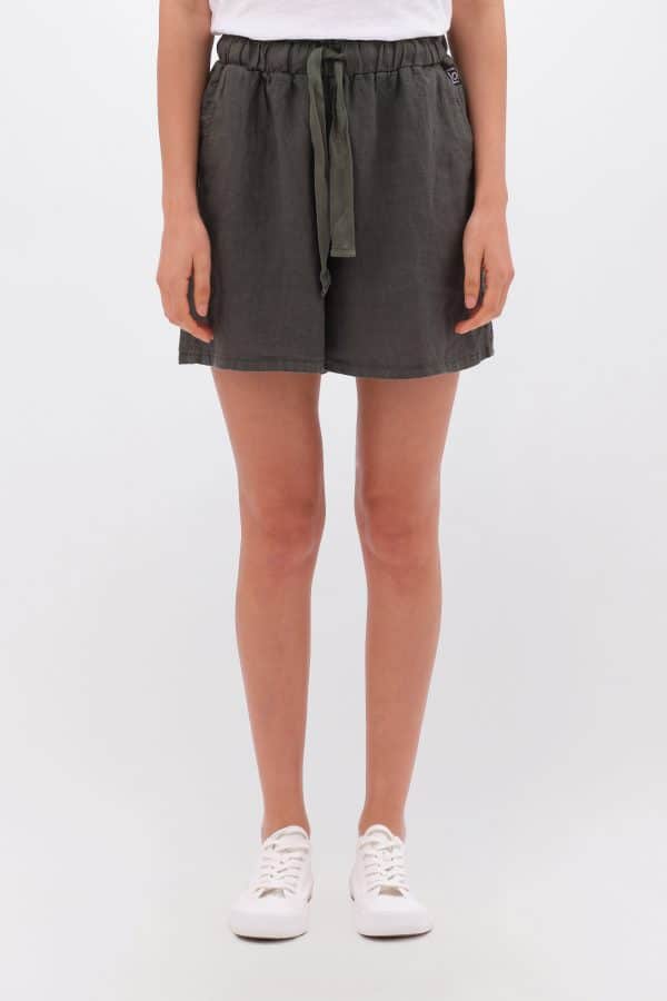 Relaxed Linen Bermuda Khaki stellarstore.gr Stellar