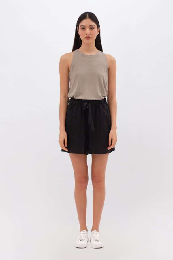 Relaxed Linen Bermuda Black stellarstore.gr Stellar