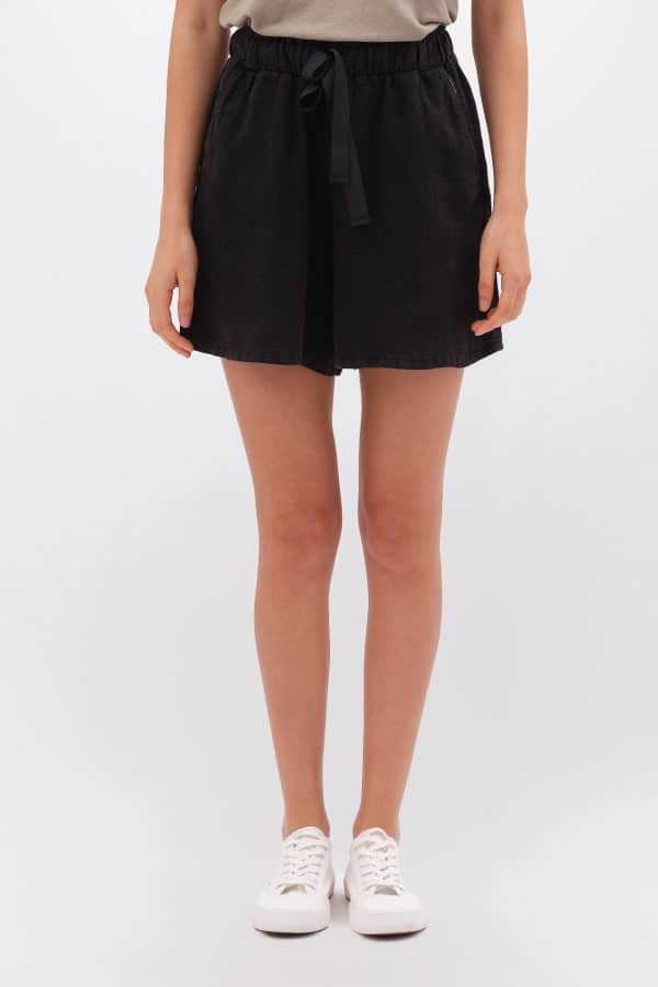 Relaxed Linen Bermuda Black stellarstore.gr Stellar