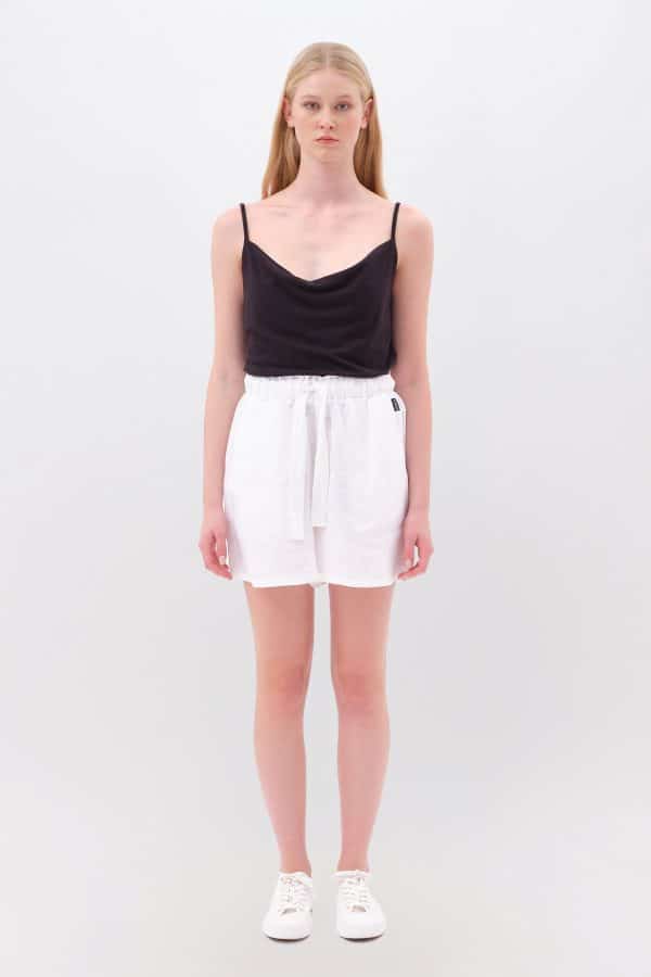 Relaxed Linen Bermuda White stellarstore.gr Stellar