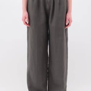 Wide leg Linen Pants Khaki stellarstore.gr Stellar