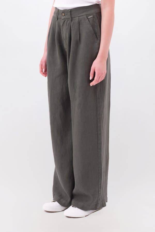 Wide leg Linen Pants Khaki stellarstore.gr Stellar