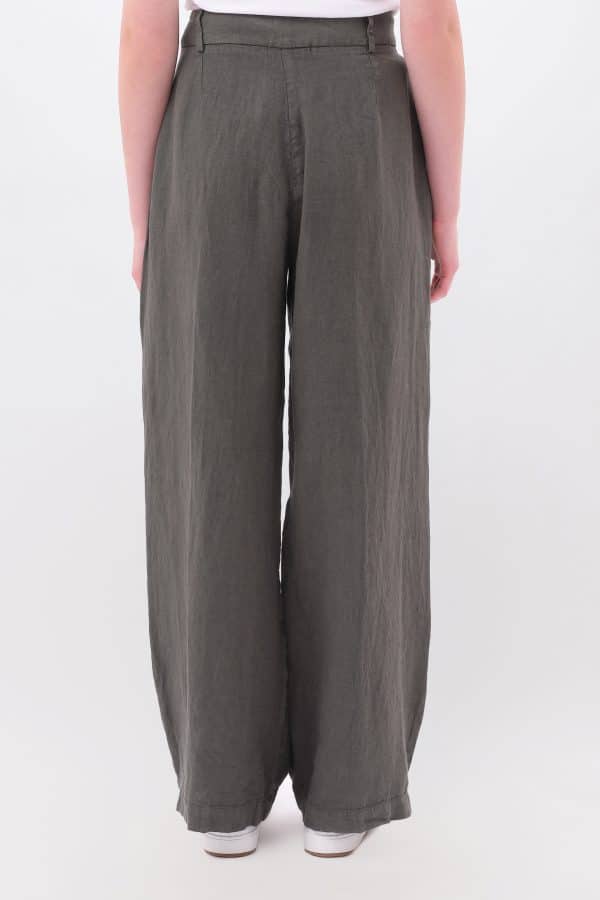 Wide leg Linen Pants Khaki stellarstore.gr Stellar