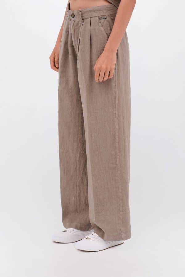 Wide Leg Linen Pants Taupe stellarstore.gr Stellar