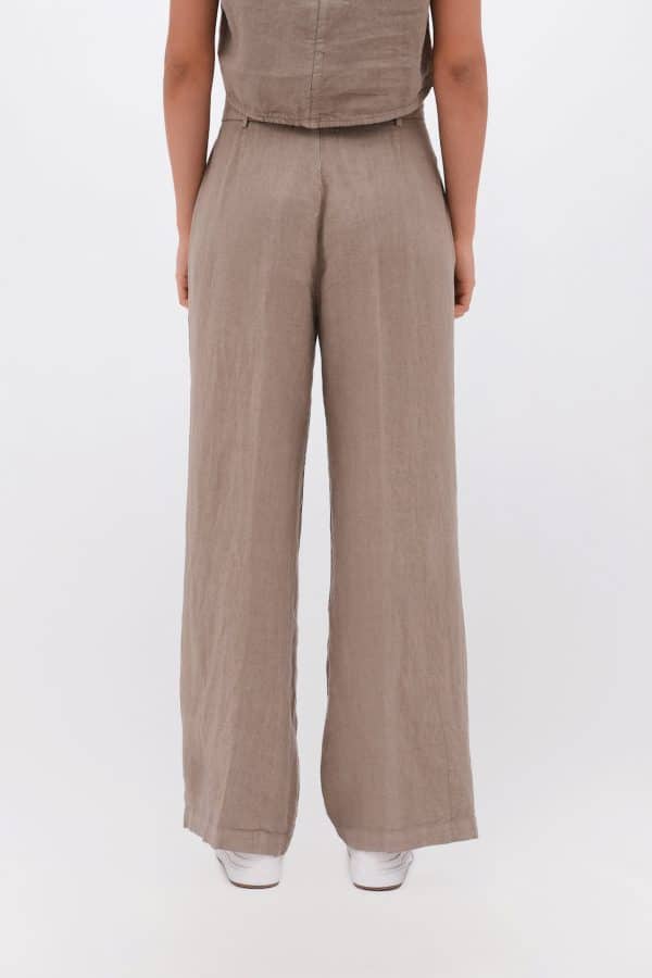 Wide Leg Linen Pants Taupe stellarstore.gr Stellar