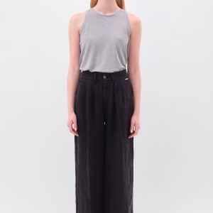 Wide Leg Linen Pants Black