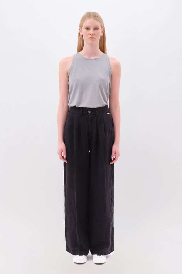 Wide Leg Linen Pants Black stellarstore.gr Stellar