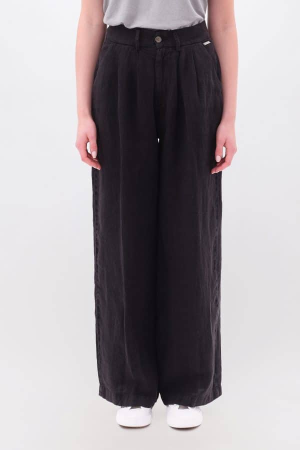 Wide Leg Linen Pants Black stellarstore.gr Stellar