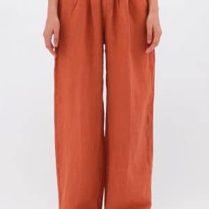 Wide Leg Linen Pants Paprika stellarstore.gr Stellar