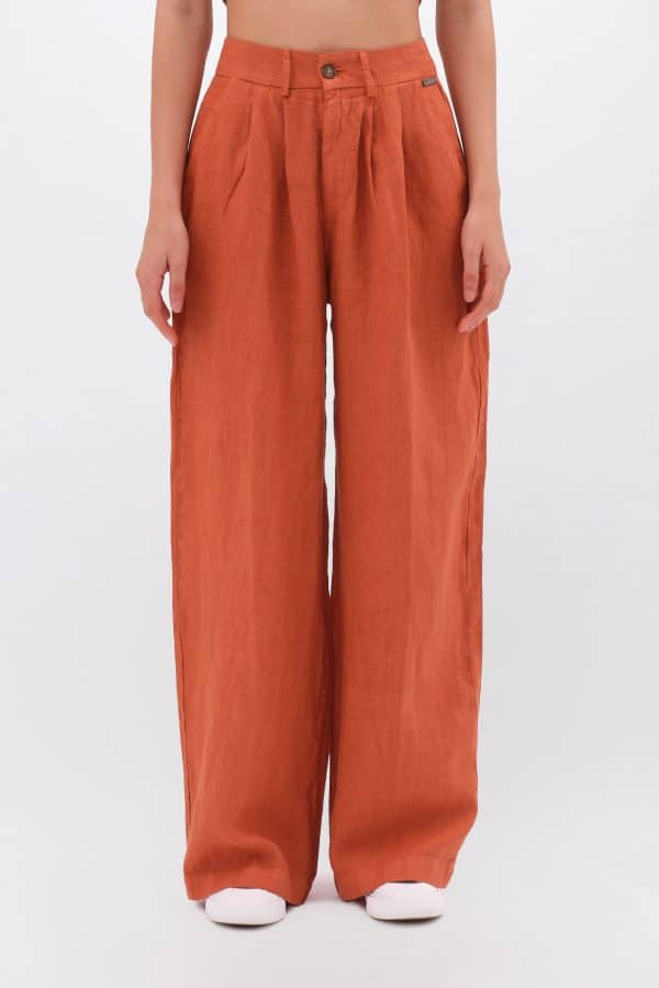 Wide Leg Linen Pants Paprika stellarstore.gr Stellar