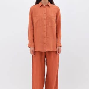 Relaxed Linen Shirt Paprika stellarstore.gr Stellar