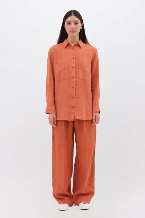 Relaxed Linen Shirt Paprika stellarstore.gr Stellar