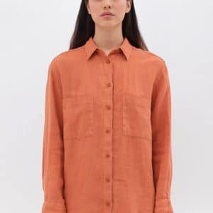 Relaxed Linen Shirt Paprika stellarstore.gr Stellar