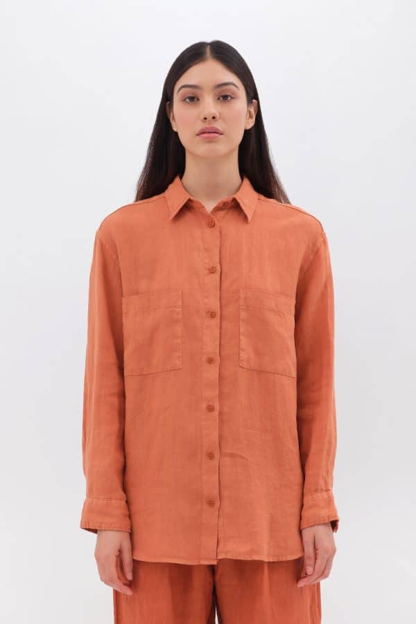 Relaxed Linen Shirt Paprika stellarstore.gr Stellar
